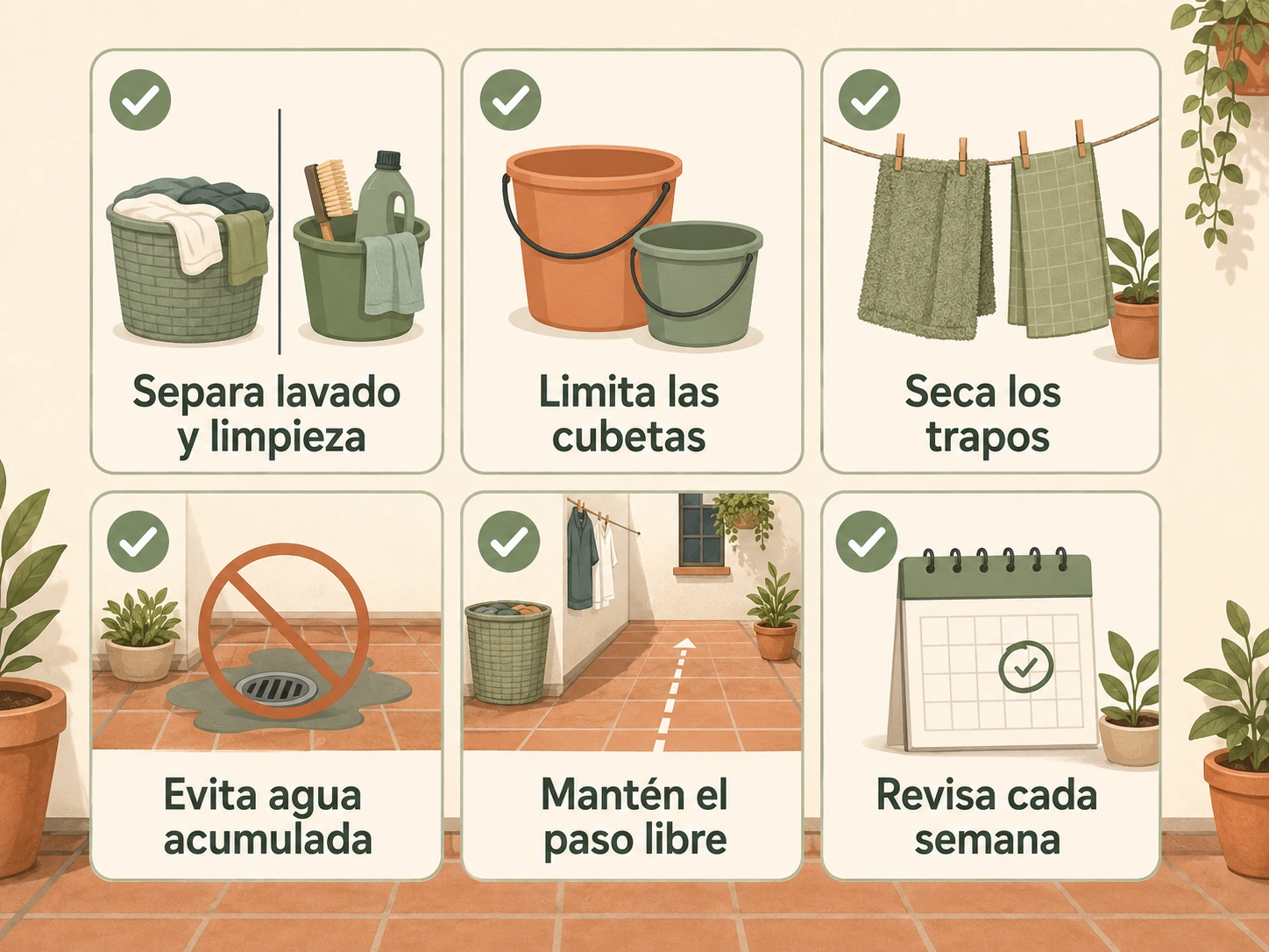 Checklist para organizar una lavandería pequeña en patio